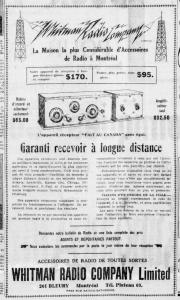 Publicité d’un magasin de radio dans un journal.