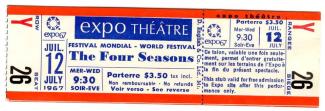Billet de 3,50 $ pour une entrée au concert pop-rock du groupe américain Four Seasons