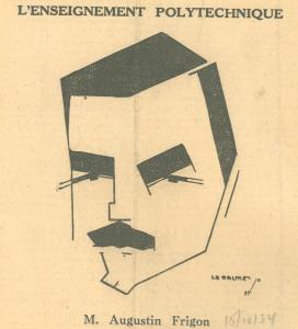 Caricature du visage d’un homme avec de gros sourcils et une moustache.