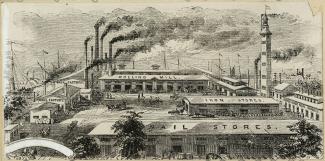 Illustration montrant les bâtiments de la Montreal Rolling Mills.