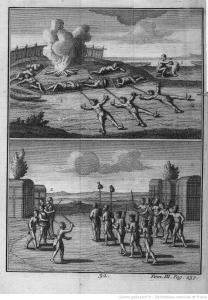 Illustration de 1724 de prisonniers amérindiens.