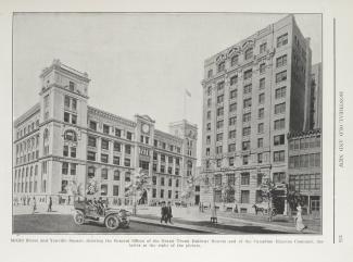 Édifices du Grand Tronc et du Canadian Express sur la place D'Youville en 1915