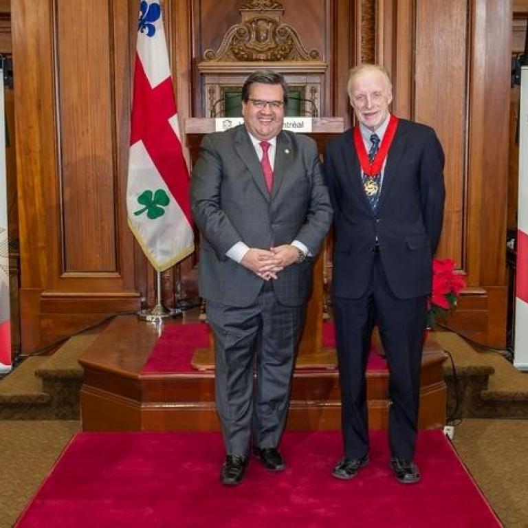 The mayor of Montreal Mr Denis Coderre and Mr Claude Montmarquette  Great Montrealer 2010 recepient of the title of Commander