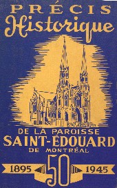 Page couverture d'un ouvrage retraant les 50 ans de la paroisse Saint-douard, 1949