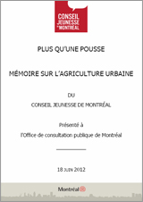 Mémoire sur l'agriculture urbaine
