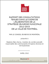 Couverture du Rapport des consultations du Conseil jeunesse de Montréal.