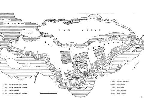 Figure 2. Le premier plan terrier de la seigneurie de Montral : 1702.