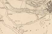 Plan ancien illustrant les chemins de Lachine, 1830