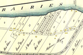 Plan ancien montrant l’emplacement de la traverse L’Archevêque, 1907