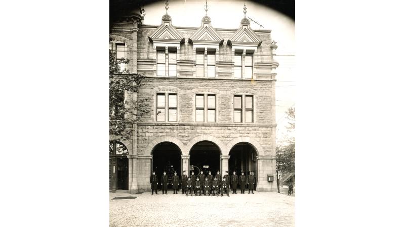 Staff at fire station 16 in 1915