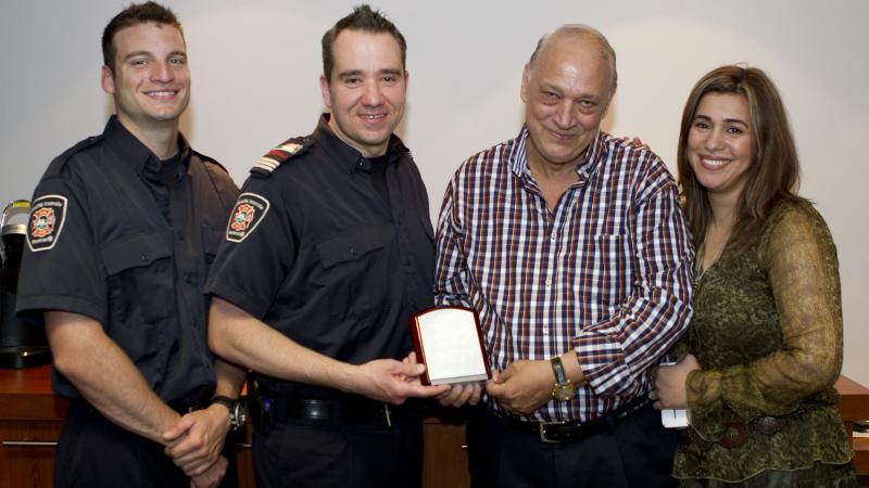 A resident thanks firefighter-first responders