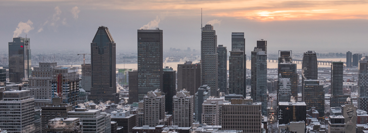 Montreal skyline under intense cold