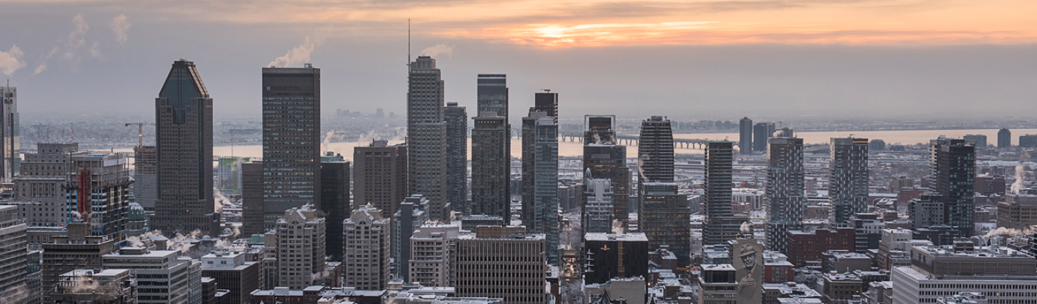 Montreal skyline under intense cold