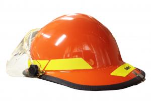 Orange helmet worn by firefighter-investigators