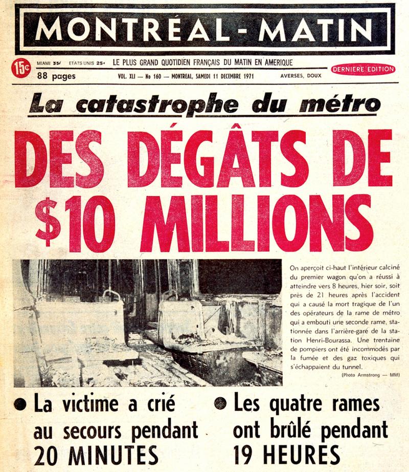 La une du journal Montréal-Matin.
