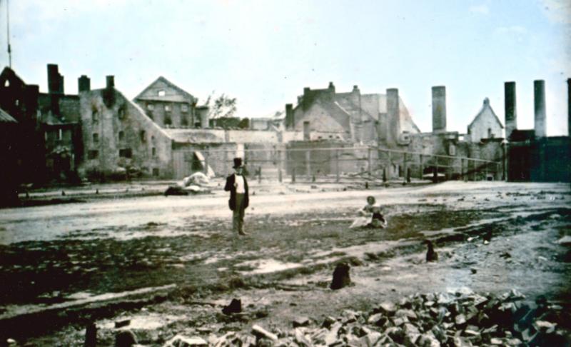 John Molson on the site of his brewery, after the fire