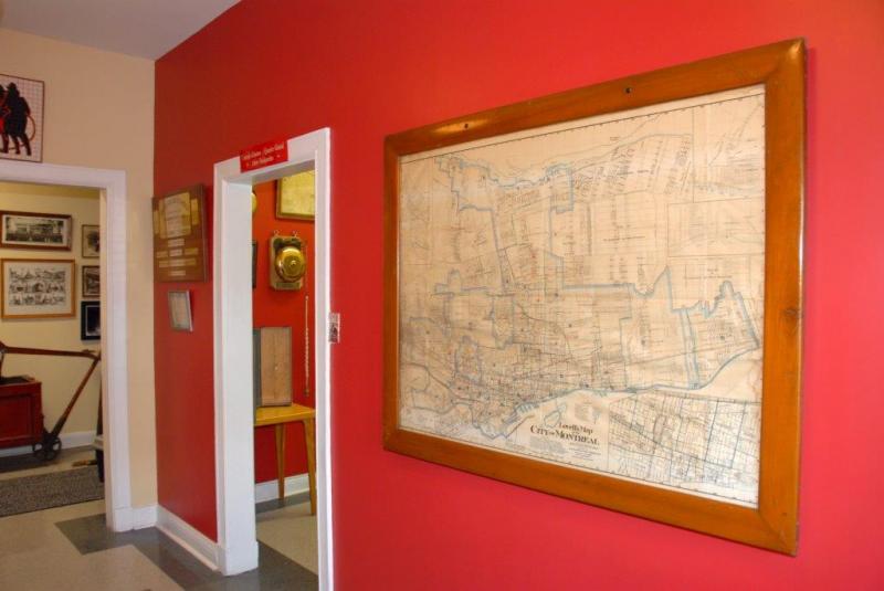 A map of the city at the Montréal Firefighters' Museum