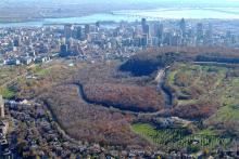 Photographie aérienne du mont Royal.